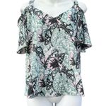 Bebe cold-shoulder top with a leaf-pattern design Photo 0