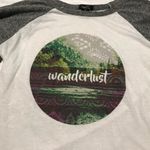 Rue 21  Women’s Wanderlust White & Gray Baseball 3/4 Sleeve T-shirt Size M Photo 1