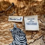 Vintage 90s North Crest Shirt Tan Sleeveless African Map Animal Print Plus 2X Photo 5