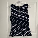 White House | Black Market Striped Sleeveless Top L Black White Asymmetrical Hem Photo 1