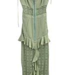 For Love & Lemons  Lovebird Lace Midi Dress Light Green Size S Ruffles New Photo 0
