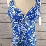 One Piece SWIMSUITS FOR ALL Swimsuit  Bright Blue/White Tropical Print-16 Photo 0