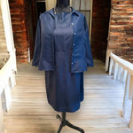 Amanda Smith ‎ pure silk shift dress with matching blouse size 14p/LgP navy blue Photo 4