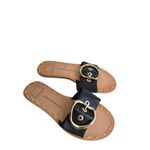Dolce Vita Danna Slide Sandal Size 7 Black Rich Leather Open Toe Buckle Detail Photo 2