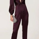 Mac Duggal Ieena for Plum Purple Satin V-neck Jumpsuit Size 2 US $358 Photo 0