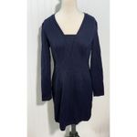 Shoshanna  Long Sleeve‎ V Neck Dress Navy Blue Quilted Career Size 12 Photo 9