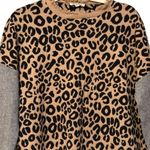 THML Leopard Print Sweatshirt Gray Contrast Sleeves Size Medium Photo 5