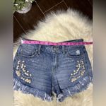 Free People Distressed Raw Hem Embroidered Tribal Aztec Boho Denim Shorts Sz 28 Photo 6