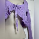 Urban Outfitters Womens Lilac Maryn Y2K Tie-front Cardigan Long Sleeve Sweater S Photo 5