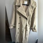 H&M Classic Beige Trench Coat Women’s Size L – Double Breasted Belted Jacket Photo 2