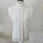 Laundry by Shelli Segal White Cable Knit Sweater Vest size M Photo 3