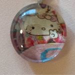 Sanrio Vintage Y2K Hello Kitty Pink Clear Glass/Resin Cabochon Silver-Tone Necklace Photo 3