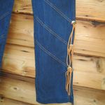 Vintage 70's High Rise Flare Fringe Jeans Blue Size 28 Photo 5