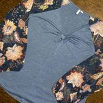 Est. 1946  Sheer, Floral Long Sleeve Cornflower Blue Top with Front Keyhole Photo 0