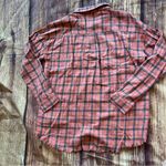 Hem & Thread Women’s  Flannel Shirt Orange Blue Frayed Edges Size Large Oversized Photo 6