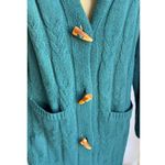 Pink Rose  Women Long Sleeve Knitted Open Front Duster Cardigan Green Sz S Photo 4
