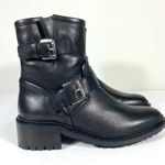 Aquatalia Omayda Water Repellent Leather Moto Bootie Boots Black Size 6 NEW Photo 5