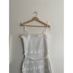 V. CHAPMAN Lily White Ruched & Ruffled Stretch Midi Dress Size 6 Photo 9