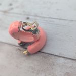 Vintage Clip On Earrings Retro Hoops Peach Like Tone Photo 4