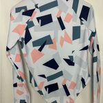 Women’s Geometric Long Sleeve Swimsuit one piece padding front zipper NWOT L White Size L Photo 3