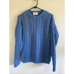 Vintage Country Sophisticates Blue Cable Open Knit Pullover Sweater USA Small Photo 1