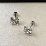 8mm CZ Cross Stud Earrings for Men Women Streetwear Hip Hop Punk Unisex Style Silver Photo 1