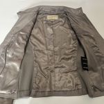 Michael Kors  PEARL GRAY LDS LEATHER JACKET MINT POCKET FULL ZIP SIZE Small Photo 15