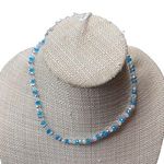 Beaded Necklace with Blue and Clear Satin Glass Beads Photo 0