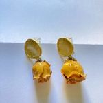 Handmade Real Dried yellow Rose Flower Earrings – Unique & Delicate Design new Photo 4