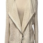 Anthropologie MOTH  Birte Ivory Textured Jersey Knit Zip Up Jacket Sweater Large Photo 0