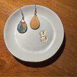 Handmade Painted Wood Cactus Teardrop Drop Earrings NWOT Green Photo 3