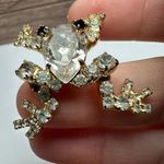 Vintage Bauer Frog Lapel Tack Pin Gold Tone Rhinestone Photo 1