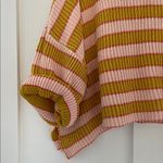 By Together  Boxy Cropped Oversized Striped Ribbed Short Sleeve Sweater Size S/M Photo 4