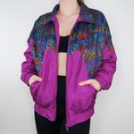 Lavon Vintage 80s Paisley Purple Windbreaker Jacket Photo 3
