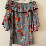 ZARA Checkered Floral Off Shoulder Mini Dress Photo 5