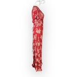 Lulus  Wrap Maxi Dress Women's XL Rust Red Beige Floral V-Neck Flutter Sleeves Photo 5