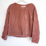 TELA Tortellino Dusty Rose Pink Quilted Velvet Long Sleeve Top Photo 5