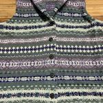 CHAPS  Knit Sweater Vest Women Size M‎ Front Buttons Green Purple Patterned Shawl Photo 1