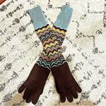 Missoni NEW for Target Brown Zig Zag Chevron Wool Blend Knit Long Gloves Photo 0