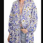 Free People  Love Letter Tunic in Blue Floral Cottagecore Flowy Boho Sz M Photo 2