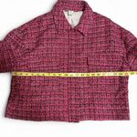 Rachel Zoe  Cropped Tweed Pink Collared Blazer Jacket Large Photo 3