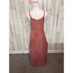 Spellbound NYC Boho Maxi Dress XL Brown Embroidered Button Front Rayon Pink Photo 1