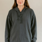 Aerie  oversize Boho hooded pull over dark wash gray Photo 0