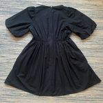 Madewell NWT  Poplin Crewneck Bubble-Sleeve Mini Dress in True Black Size 8 Photo 6