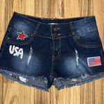 Gypsy 05 True Gypsy Jean Shorts Denim‎ Women's Juniors Size 5 USA American Flag Stretch Photo 0