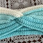 Handmade Twisted Crochet Head Band Aqua Blue White Stretchy One Size Warm Winter Attire Photo 0