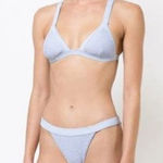 ONIA Kamryn Smocking Bikini Triangle Top - Blue, Size Medium Photo 0