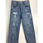 Levi's Ribcage High Rise Destructed Straight Jeans in Wash Haleys Comment US 28 Photo 5