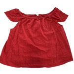 J.Crew  Shirt‎ Womens Large Red Textured Off Shoulder  Cotton Summer Casual Top Photo 1
