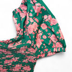 JODIFL 🌸 Peplum Smock Top | Green & Pink Floral | Size M | Flirty & Fun! 🌿🌷 Photo 5